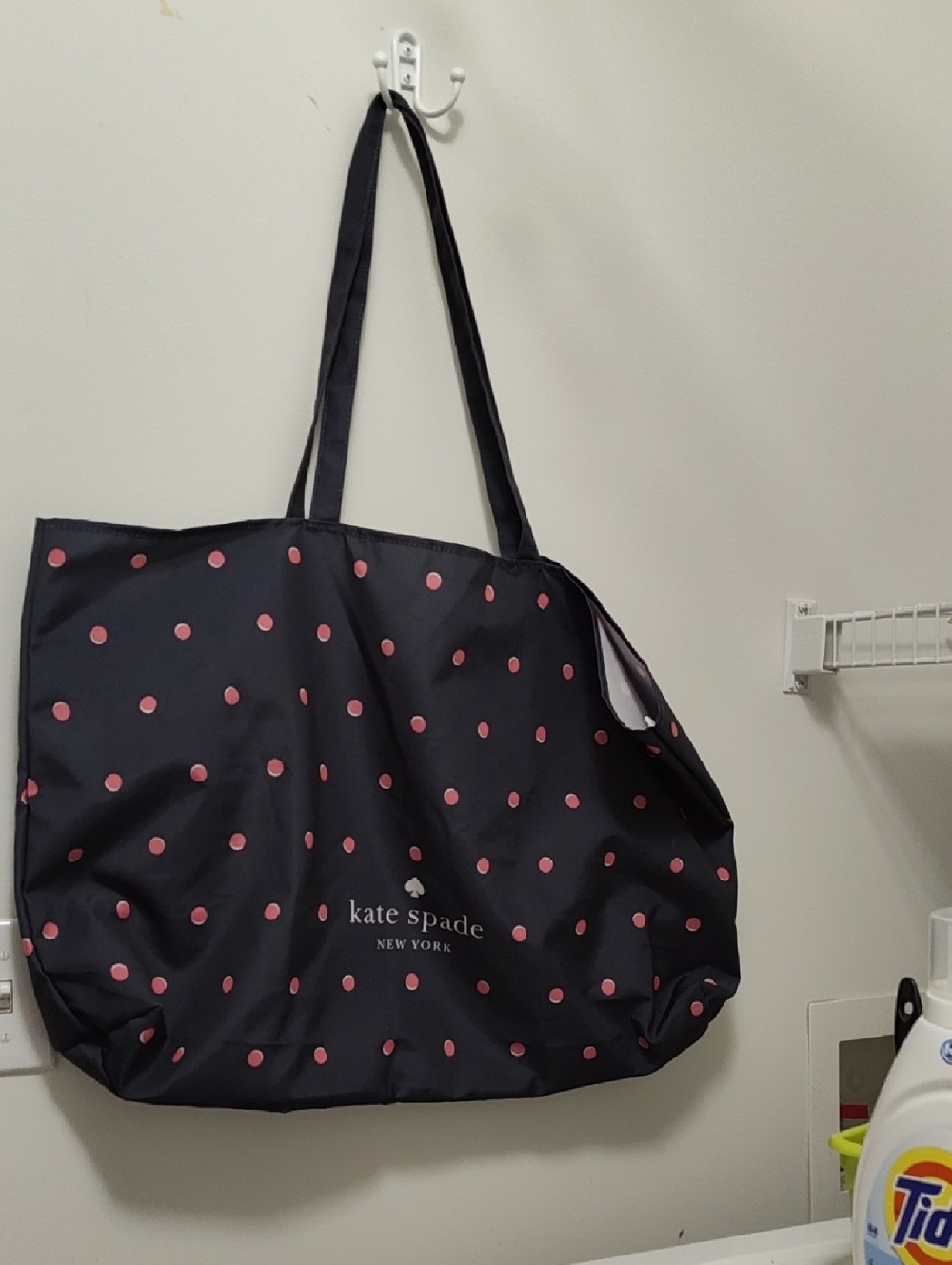 kate spade Reusable Black Tote with Pink Polka Dots